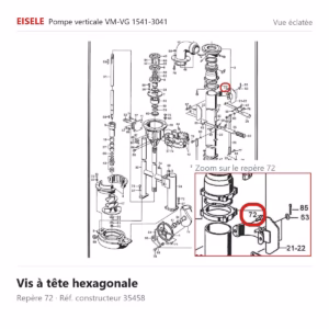Vue éclatée Eisele Biogaz – Vis à tête hexagonale Eisele Biogaz – 35458 (repère 72)