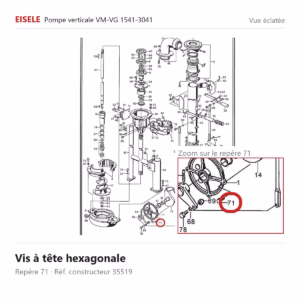 Vue éclatée Eisele Biogaz – Vis à tête hexagonale Eisele Biogaz – 35519 (repère 71)