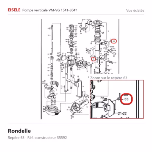Vue éclatée Eisele Biogaz – Rondelle Eisele Biogaz – 35592 (repère 63)