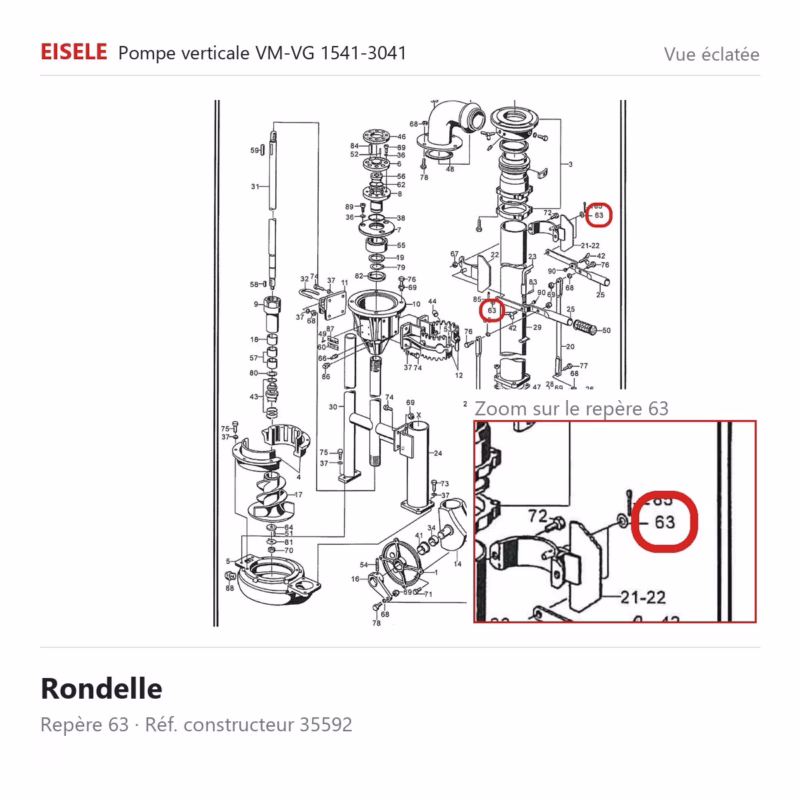 Rondelle Eisele Biogaz – 35592 Vue éclatée Eisele Biogaz – Rondelle Eisele Biogaz – 35592 (repère 63)