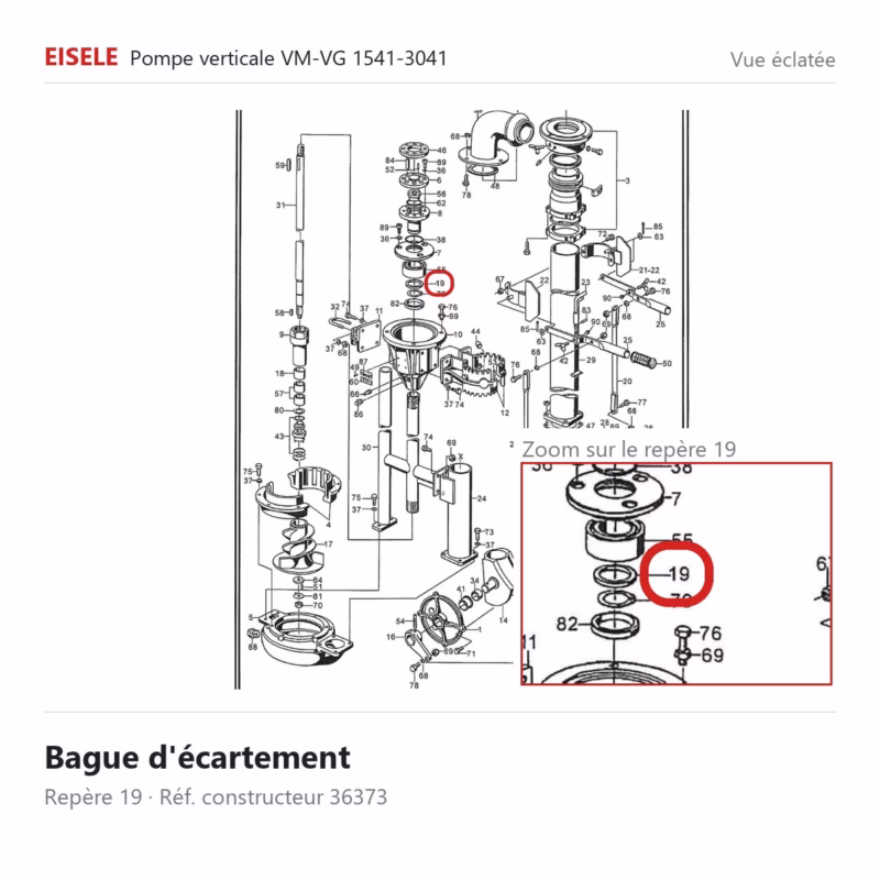 Vue éclatée Eisele Biogaz – Bague d'écartement Eisele Biogaz – 36373 (repère 19)
