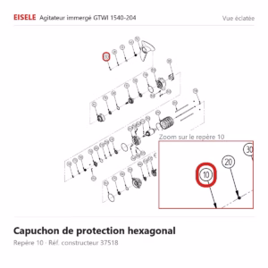 Vue éclatée Eisele Biogaz – Capuchon de protection hexagonal Eisele Biogaz – 37518 (repère 10)