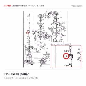 Vue éclatée Eisele Biogaz – Douille de palier Eisele Biogaz – V61010 (repère 9)