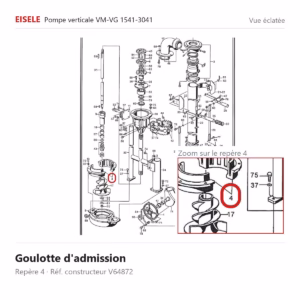 Vue éclatée Eisele Biogaz – Goulotte d'admission Eisele Biogaz – V64872 (repère 4)