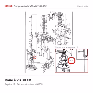 Vue éclatée Eisele Biogaz – Roue à vis 30 CV Eisele Biogaz – V64958 (repère 17)