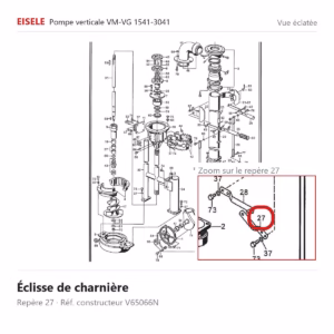 Vue éclatée Eisele Biogaz – Éclisse de charnière Eisele Biogaz – V65066N (repère 27)