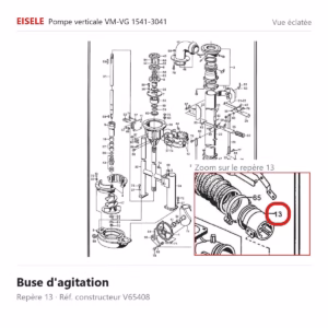 Vue éclatée Eisele Biogaz – Buse d'agitation Eisele Biogaz – V65408 (repère 13)