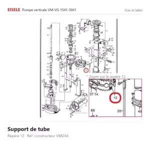 Vue éclatée Eisele Biogaz – Support de tube Eisele Biogaz – V68244 (repère 12)