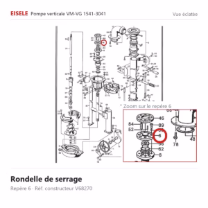 Vue éclatée Eisele Biogaz – Rondelle de serrage Eisele Biogaz – V68270 (repère 6)