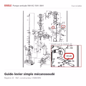Vue éclatée Eisele Biogaz – Guide-levier simple mécanosoudé Eisele Biogaz – V68638N (repère 22)