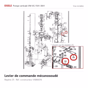 Vue éclatée Eisele Biogaz – Levier de commande mécanosoudé Eisele Biogaz – V68663N (repère 25)