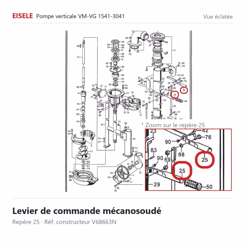 Levier de commande mécanosoudé Eisele Biogaz – V68663N Vue éclatée Eisele Biogaz – Levier de commande mécanosoudé Eisele Biogaz – V68663N (repère 25)