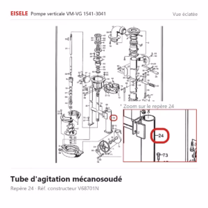 Vue éclatée Eisele Biogaz – Tube d'agitation mécanosoudé Eisele Biogaz – V68701N (repère 24)