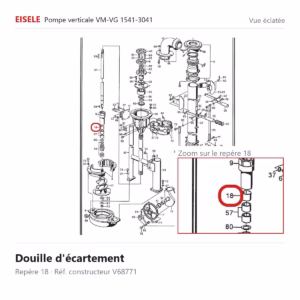 Vue éclatée Eisele Biogaz – Douille d'écartement Eisele Biogaz – V68771 (repère 18)