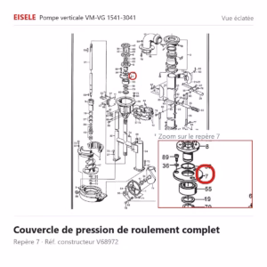 Vue éclatée Eisele Biogaz – Couvercle de pression de roulement complet Eisele Biogaz – V68972 (repère 7)