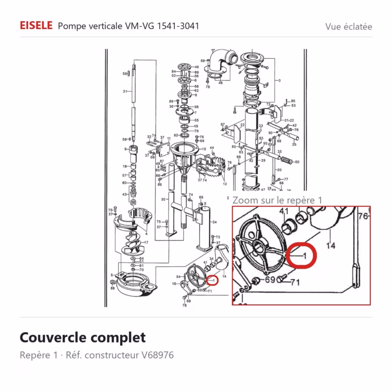 Couvercle complet Eisele Biogaz – V68976 Vue éclatée Eisele Biogaz – Couvercle complet Eisele Biogaz – V68976 (repère 41)