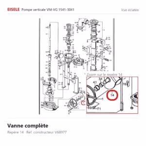 Vue éclatée Eisele Biogaz – Vanne complète Eisele Biogaz – V68977 (repère 14)