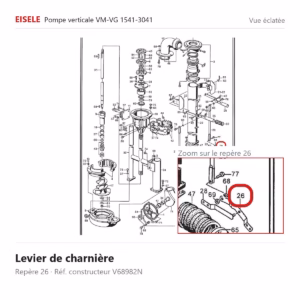 Vue éclatée Eisele Biogaz – Levier de charnière Eisele Biogaz – V68982N (repère 26)