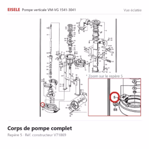 Vue éclatée Eisele Biogaz – Corps de pompe complet Eisele Biogaz – V71869 (repère 5)