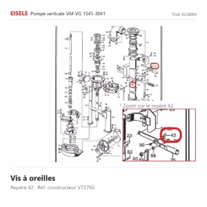 Vue éclatée Eisele Biogaz – Vis à oreilles Eisele Biogaz – V72762 (repère 42)