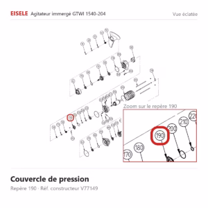 Vue éclatée Eisele Biogaz – Couvercle de pression Eisele Biogaz – V77149 (repère 190)