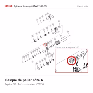 Vue éclatée Eisele Biogaz – Flasque de palier côté A Eisele Biogaz – V77150 (repère 240)