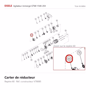 Vue éclatée Eisele Biogaz – Carter de réducteur Eisele Biogaz – V78085 (repère 60)