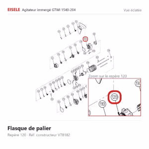 Vue éclatée Eisele Biogaz – Flasque de palier Eisele Biogaz – V78182 (repère 120)