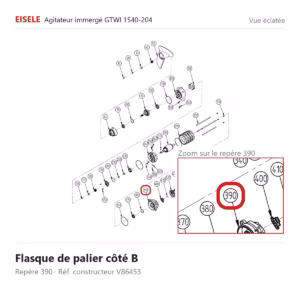 Vue éclatée Eisele Biogaz – Flasque de palier côté B Eisele Biogaz – V86453 (repère 390)