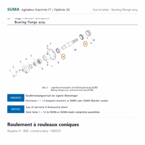 Roulement à rouleaux coniques SUMA Giantmix FT / Optimix 3G – 106024