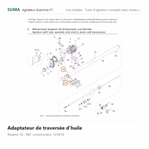Adaptateur de traversée d'huile SUMA Giantmix FT – 123416