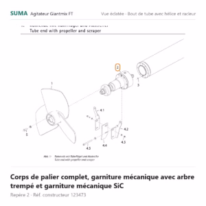 Corps de palier complet, garniture mécanique avec arbre trempé et garniture mécanique SiC SUMA Giantmix FT – 123473