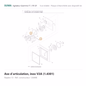 Axe d'articulation, inox V2A (1.4301) SUMA Giantmix FT / Giantmix FR SP – 126448