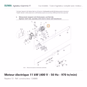 Moteur électrique 11 kW (400 V - 50 Hz - 970 tr/min) SUMA Giantmix FT – 126868