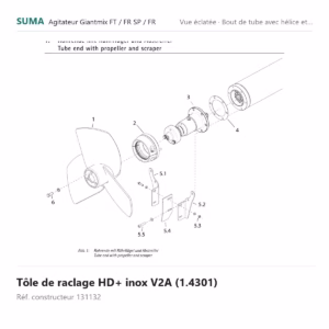 Tôle de raclage HD+ inox V2A (1.4301) SUMA Giantmix FT / Giantmix FR SP / Giantmix FR – 131132
