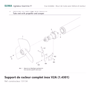 Support de racleur complet inox V2A (1.4301) SUMA Giantmix FT – 131134
