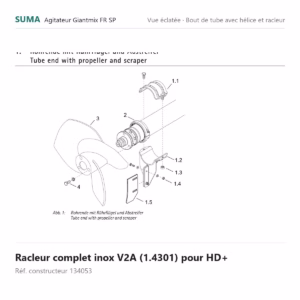 Racleur complet inox V2A (1.4301) pour HD+ SUMA Giantmix FR SP – 134053
