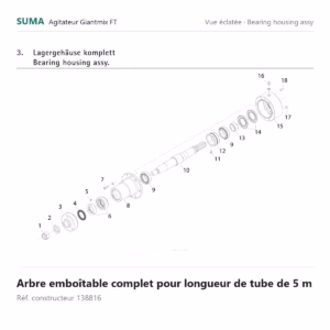 Arbre emboîtable complet pour longueur de tube de 5 m SUMA Giantmix FT – 138816