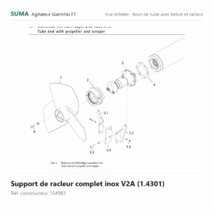Support de racleur complet inox V2A (1.4301) SUMA Giantmix FT – 154983