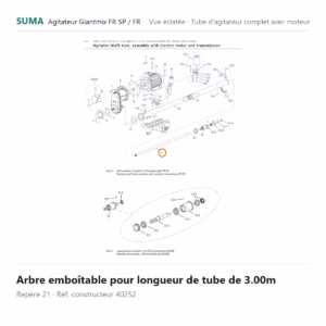 Arbre emboîtable pour longueur de tube de 3.00m SUMA Giantmix FR SP / Giantmix FR – 40252