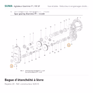 Bague d'étanchéité à lèvre SUMA Giantmix FT / Giantmix FR SP – 62610