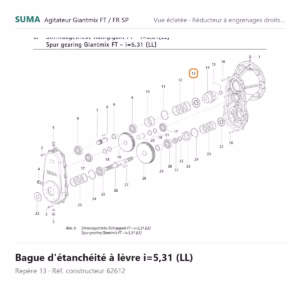 Bague d'étanchéité à lèvre i=5,31 (LL) SUMA Giantmix FT / Giantmix FR SP – 62612