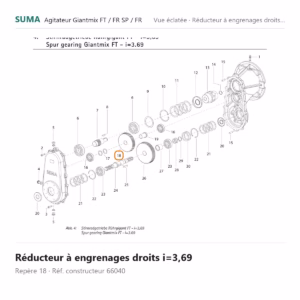 Réducteur à engrenages droits i=3,69 SUMA Giantmix FT / Giantmix FR SP / Giantmix FR – 66040