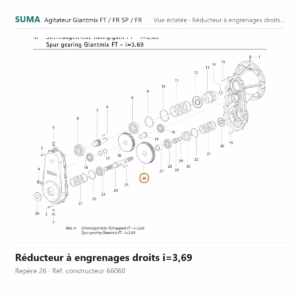 Réducteur à engrenages droits i=3,69 SUMA Giantmix FT / Giantmix FR SP / Giantmix FR – 66060