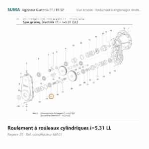 Roulement à rouleaux cylindriques i=5,31 LL SUMA Giantmix FT / Giantmix FR SP – 66101