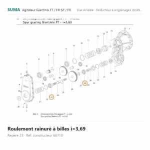Roulement rainuré à billes i=3,69 SUMA Giantmix FT / Giantmix FR SP / Giantmix FR – 66110