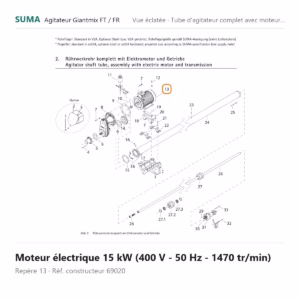 Moteur électrique 15 kW (400 V - 50 Hz - 1470 tr/min) SUMA Giantmix FT / Giantmix FR – 69020