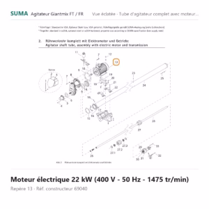 Moteur électrique 22 kW (400 V - 50 Hz - 1475 tr/min) SUMA Giantmix FT / Giantmix FR – 69040