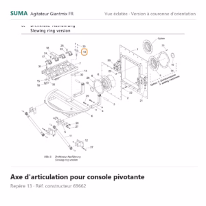 Axe d'articulation pour console pivotante SUMA Giantmix FR – 69662
